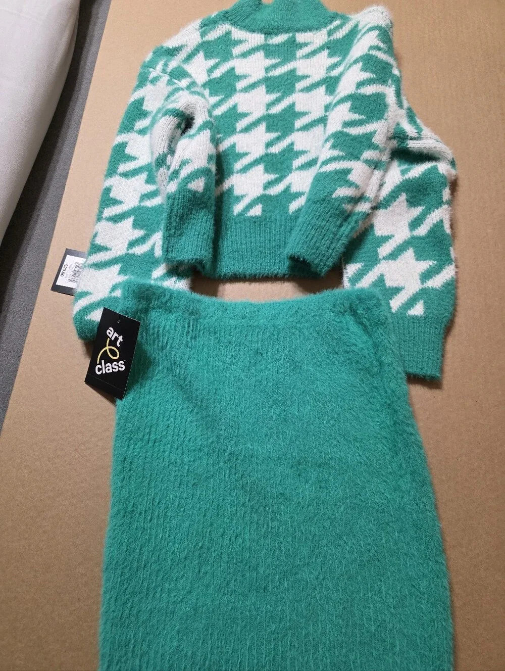 Gitl's Art Class  Houndstooth Mock Neck Sweater Set